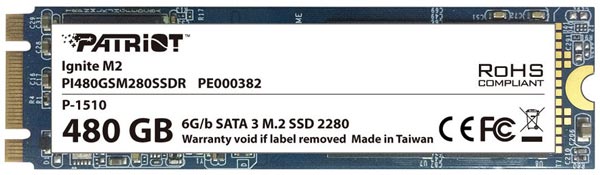 В накопителях Patriot Ignite M2 используются контроллеры Phison S10 и флэш-память типа MLC NAND