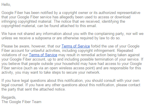 Google Fiber рассылает сообщения-штрафы правообладателей абонентам-«пиратам» - 2