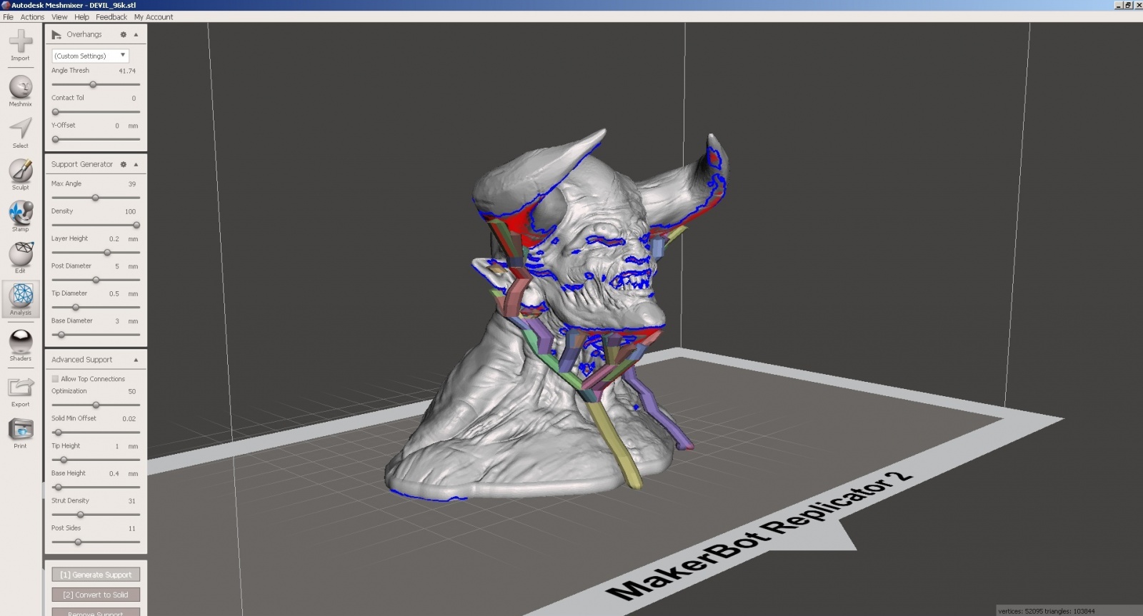 Обзор функции генерации поддержек в Autodesk Meshmixer - 12
