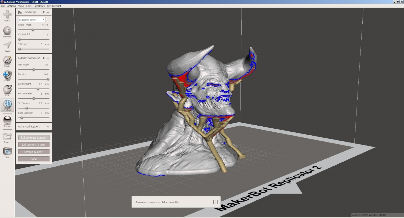 Обзор функции генерации поддержек в Autodesk Meshmixer - 14