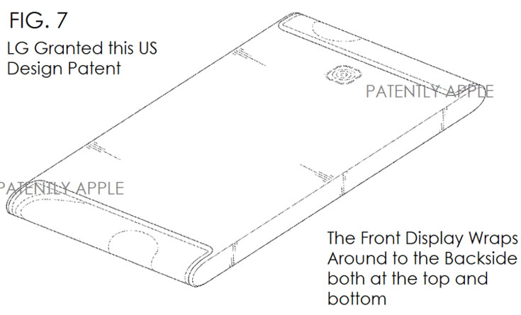 LG патентует смартфон с экраном, загнутым за два края корпуса