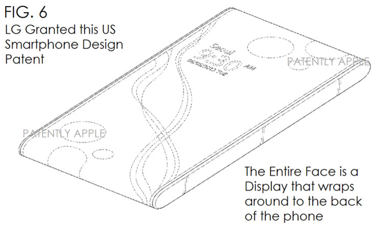 LG патентует смартфон с экраном, загнутым за два края корпуса