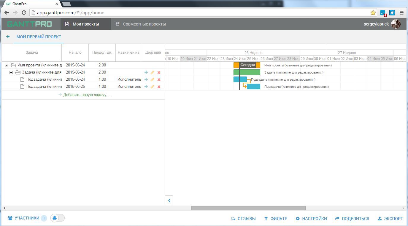 GanttPRO empty project 2