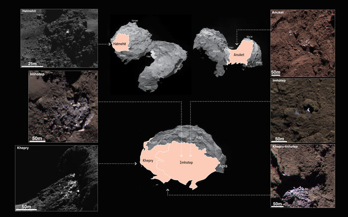 Rosetta нашла 120 скоплений водяного льда на поверхности кометы Чурюмова-Герасименко - 2 image