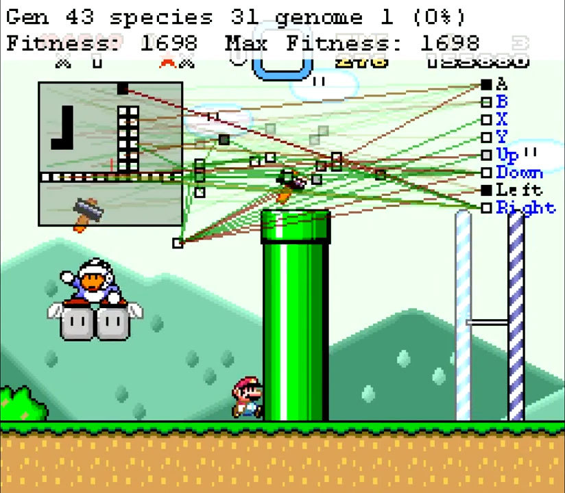 Нейроэволюционный алгоритм учится играть в Mario - 7