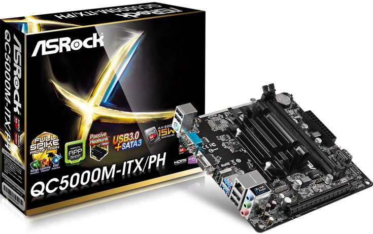 В оснащение системной платы ASRock QC5000–ITX/PH входит восьмиканальный звуковой кодек Realtek ALC887