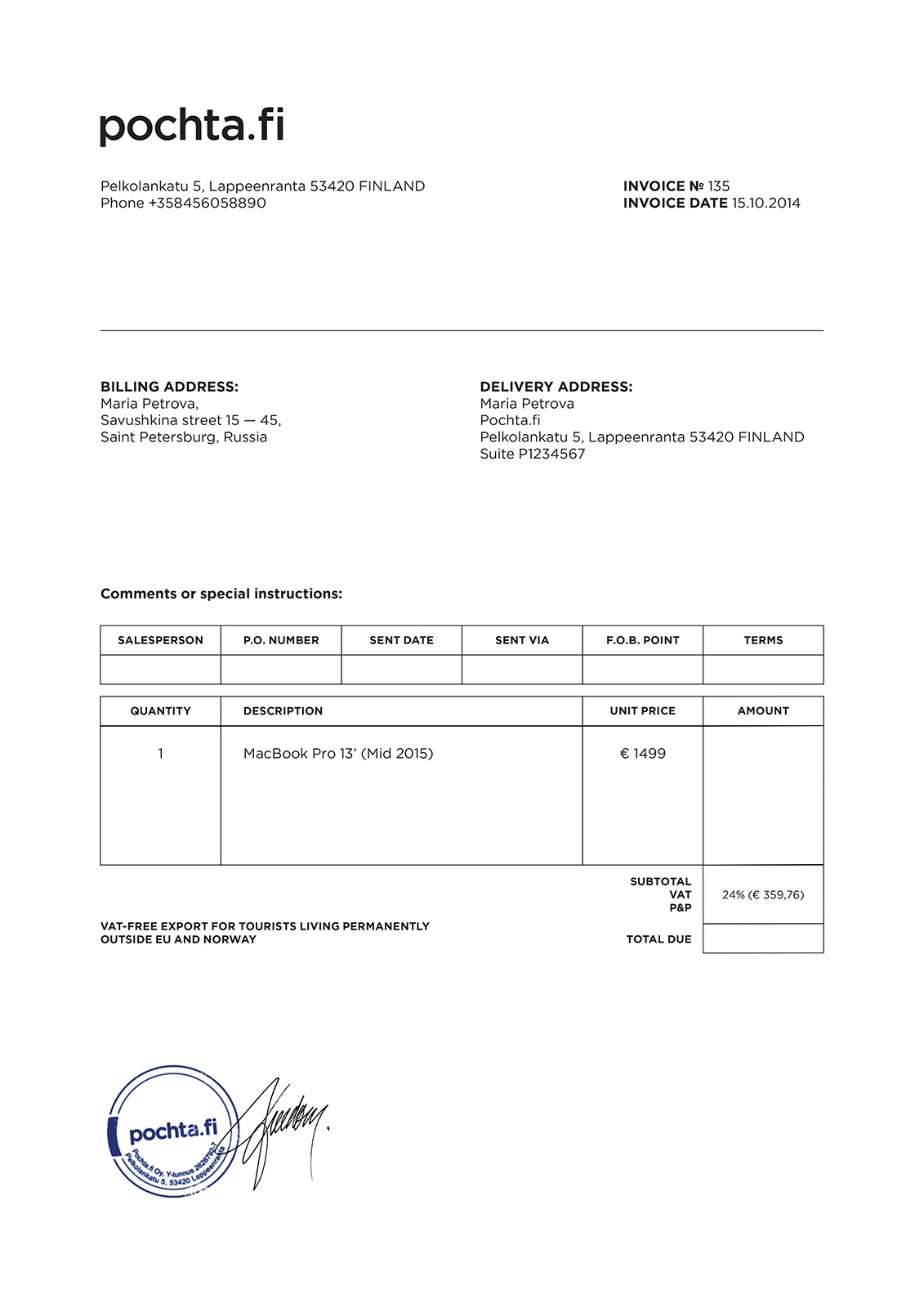 Купить в Европе, доставить в Финляндию, и все-таки вернуть VAT - 2