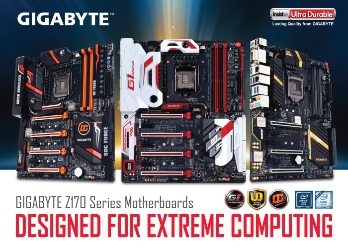 Ассортимент системных плат Gigabyte для процессоров Skylake насчитывает 12 моделей