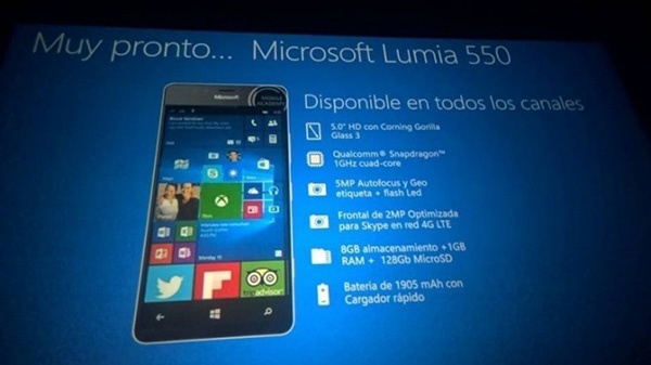 Microsoft Lumia 550: спецификации