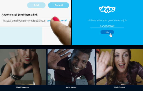 В чат Skype теперь можно приглашать людей, у которых нет учетной записи и клиента