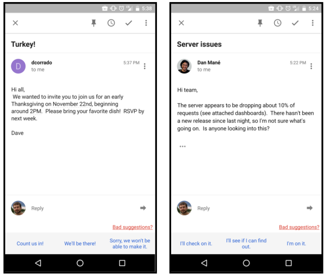 Google Inbox теперь помогает отвечать на e-mail, используя высокие технологии - 1