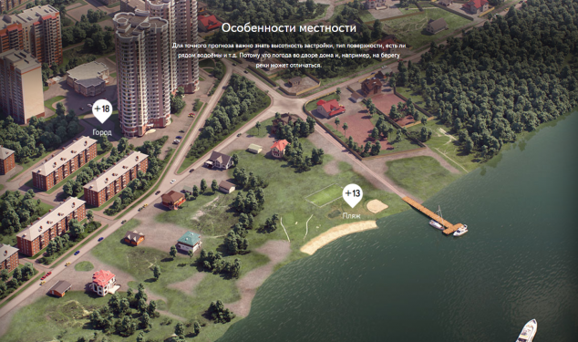 Яндекс принёс «Погоду» в каждый квартал, причём в микрорайонах учитывается влияние высотности застройки - 1 погода на пляже