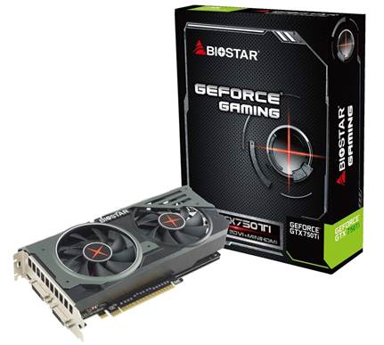 Конфигурация 3D-карты Biostar GeForce Gaming GTX 750 Ti OC включает 640 ядер CUDA