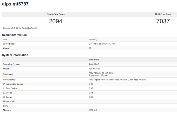 Платформа MediaTek Helio X20 набрала более 7000 баллов в Geekbench