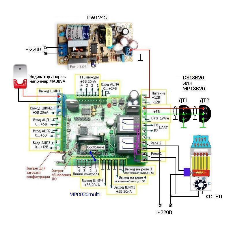 MP8036multi: пример работы термостатом - 2