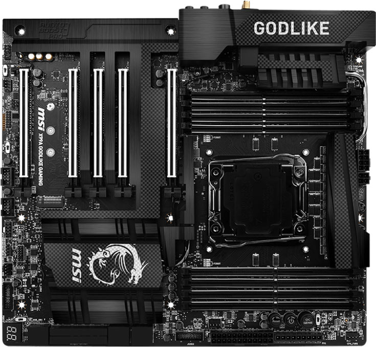 Плата MSI X99A Godlike Gaming Carbon поддерживает процессоры Intel Core i7 Extreme Edition в исполнении LGA 2011-3