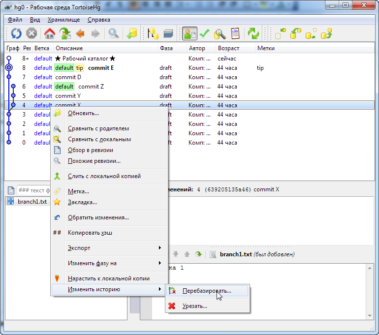 Mercurial: изменяем историю - 6