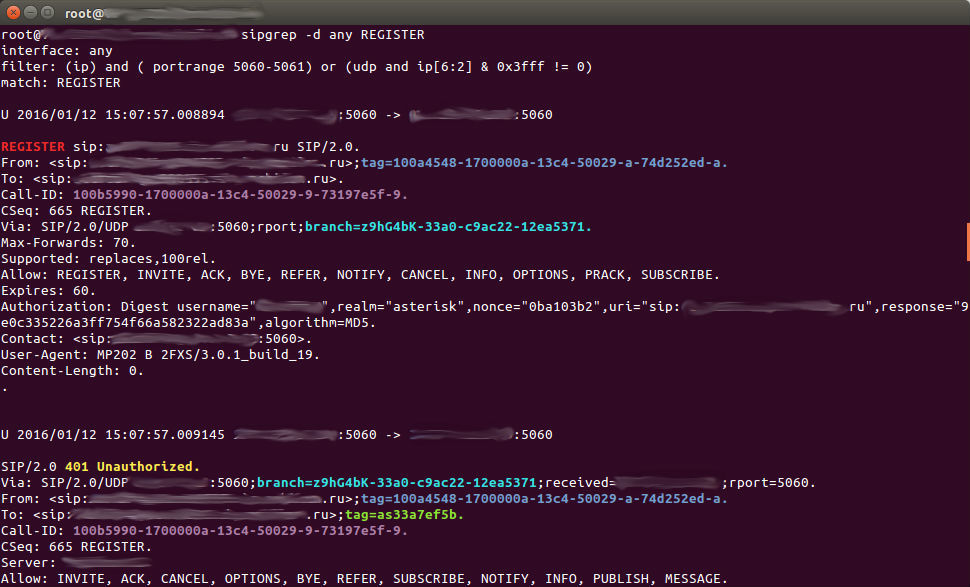 Asterisk: ngrep, sipgrep, sngrep, protocol diagram - 2