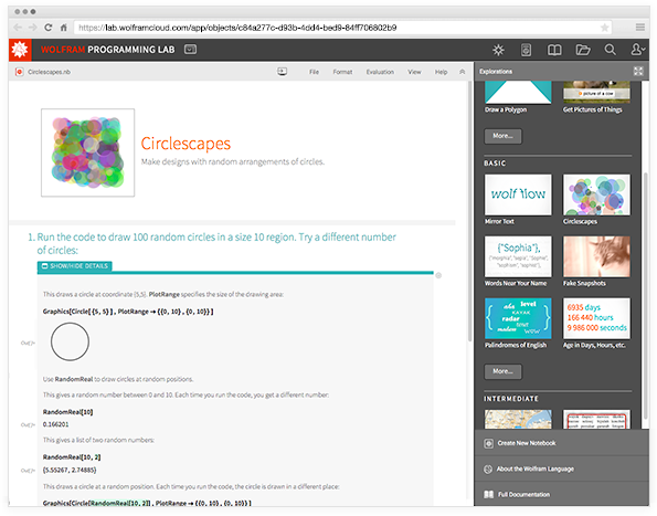 Представляем бесплатную лабораторию программирования Wolfram Programming Lab для изучения языка Wolfram Language - 7