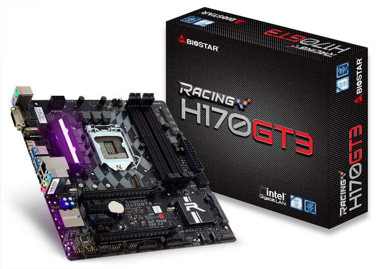 Системная плата Biostar Racing H170GT3 оснащена слотами PCIe M.2 и SATA Express