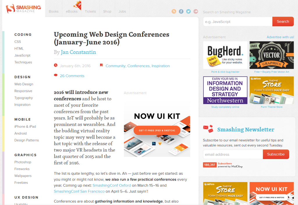 Upcoming Web Design Conferences (January&mdash;June 2016)