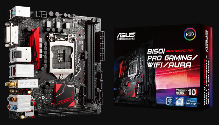 Системные платы Asus B150I Pro Gaming/WiFi/Aura, B150I Pro Gaming/Aura имеют полноцветную подсветку