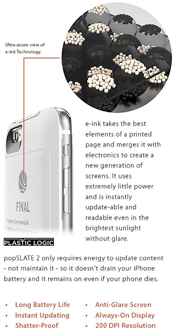 popSLATE 2 — обновленный чехол для Apple iPhone обзавелся небьющимся E-ink экраном и собственной встроенной батареей - 2