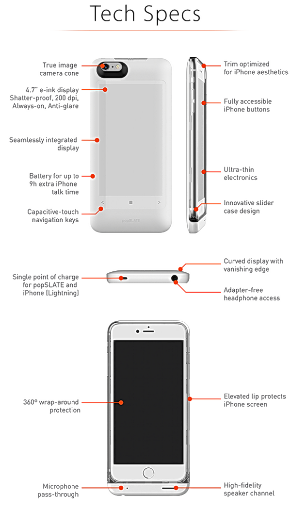 popSLATE 2 — обновленный чехол для Apple iPhone обзавелся небьющимся E-ink экраном и собственной встроенной батареей - 3