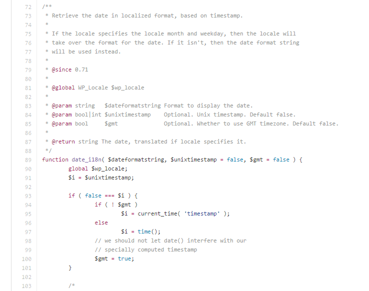 wordpress date_i18n