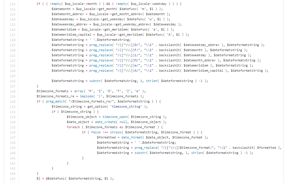 wordpress date_i18n contents