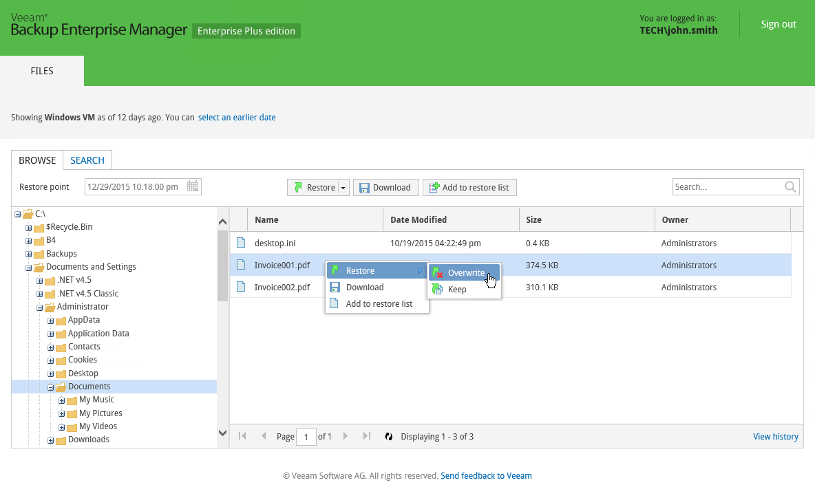 Организуем восстановление файлов виртуальных машин с помощью веб-портала Veeam Self-Service File Restore - 1 Организуем восстановление файлов виртуальных машин с помощью веб-портала Veeam Self-Service File Restore - 1