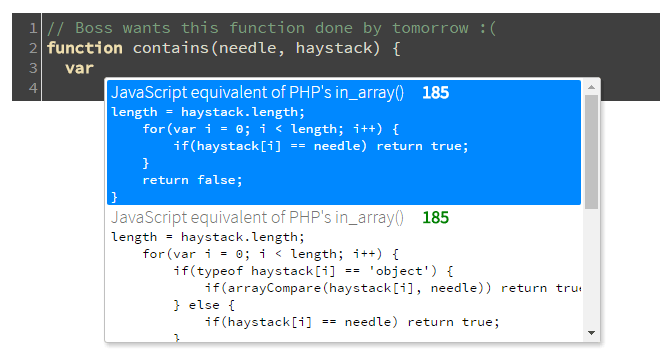 Автоматическое дополнение JS-кода из базы Stack Overflow - 1