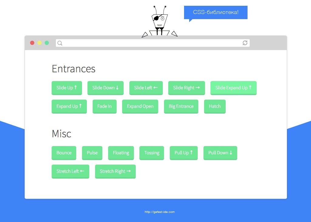 библиотека для создания анимации - Css3animateit