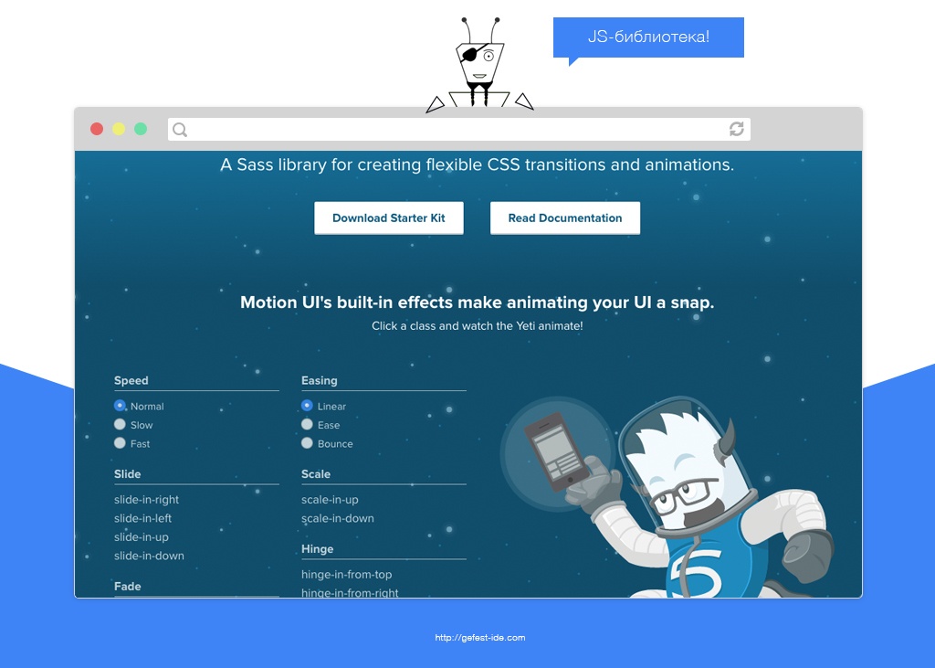 библиотека для создания анимации - Zurb Motion-UI