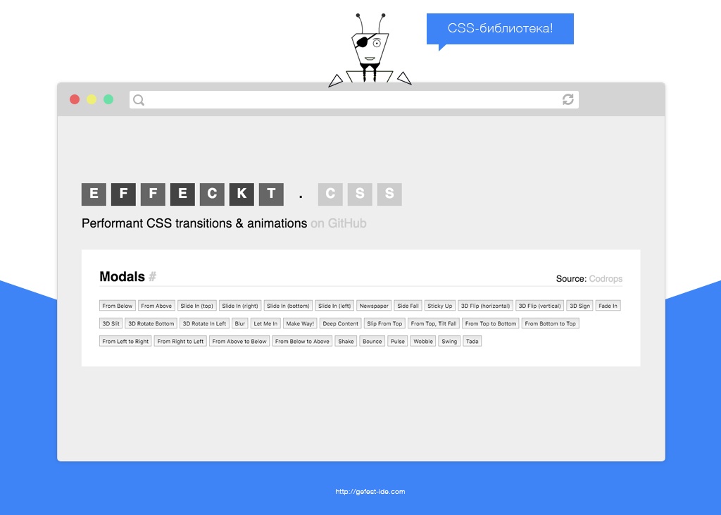 библиотека для создания анимации - Effeckt.css