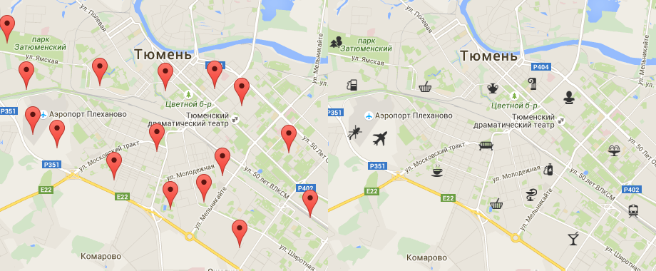 MapFont, Использование шрифтов со значками в картографических сервисах - 1 image