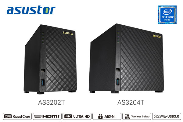 Хранилища с сетевым подключением Asustor AS3202T и AS3204T относятся к начальному уровню