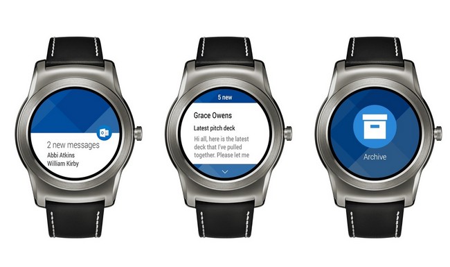 Приложение Microsoft Outlook обзавелось поддержкой умных часов с Android Wear
