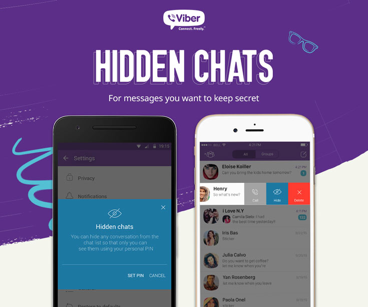 Кроме того, в Viber появились скрытые чаты