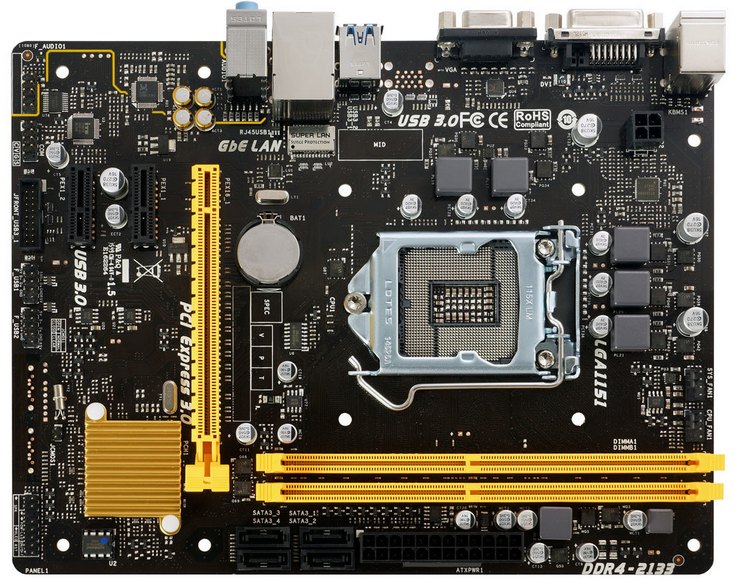 Системная плата Biostar H110MD Pro D4 имеет два слота для оперативной памяти
