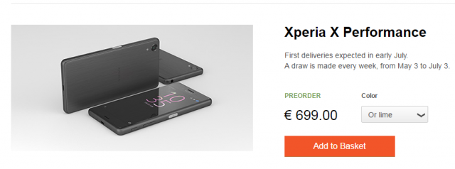 Смартфон Sony Xperia X Performance поступит в продажу в начале июля по цене €699