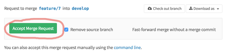 Rebase Flow. Способ приготовления и его поддержка в GitHub, GitLab, BitBucket - 8 GitLabProjectAccept