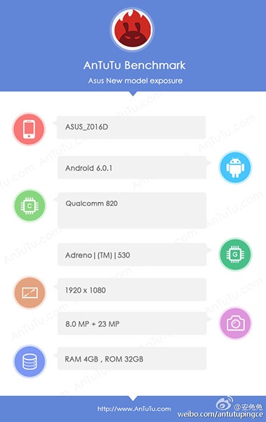 Asus Z016D построен на SoC Qualcomm Snapdragon 820