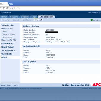Сравнение систем мониторинга Vutlan SC8100 и APC NetBotz Rack Monitor 200 - 26