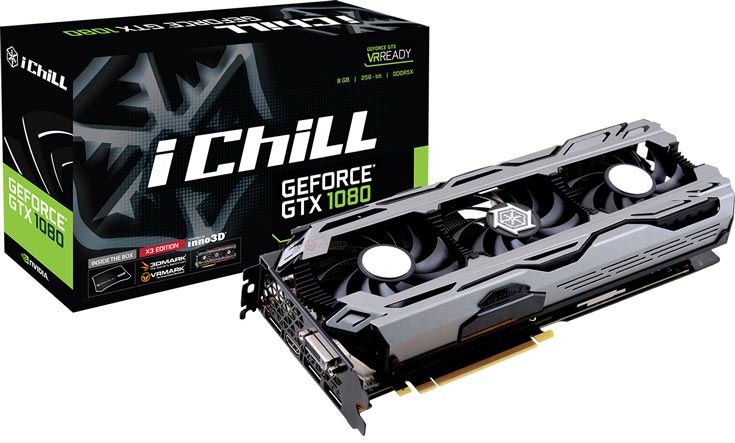 В серию Inno3D iChill GeForce GTX 1080 вошли 3D-карты с тремя и четырьмя вентиляторами