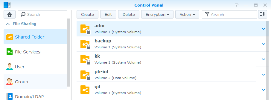 Одновременное монтирование зашифрованных папок в Synology DSM - 1