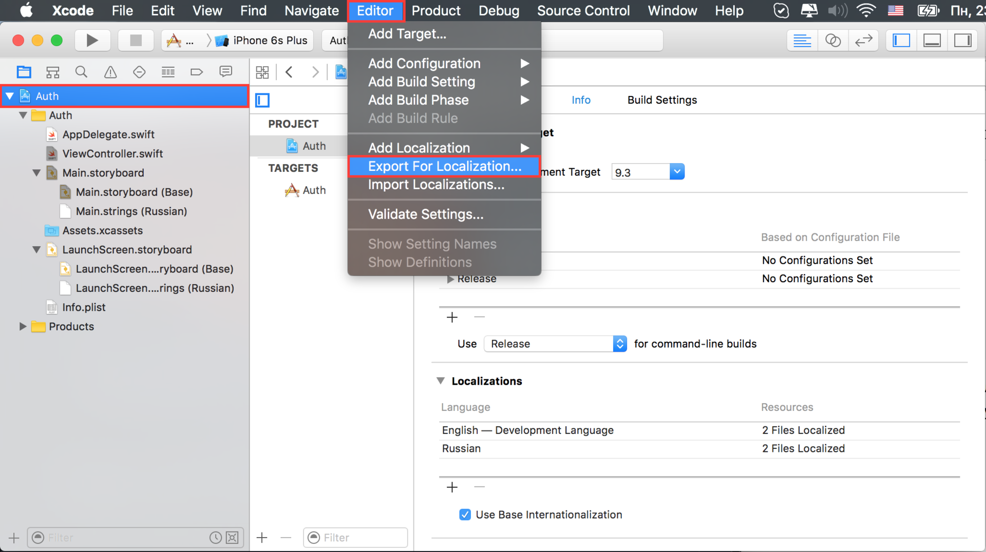 Export For Localization