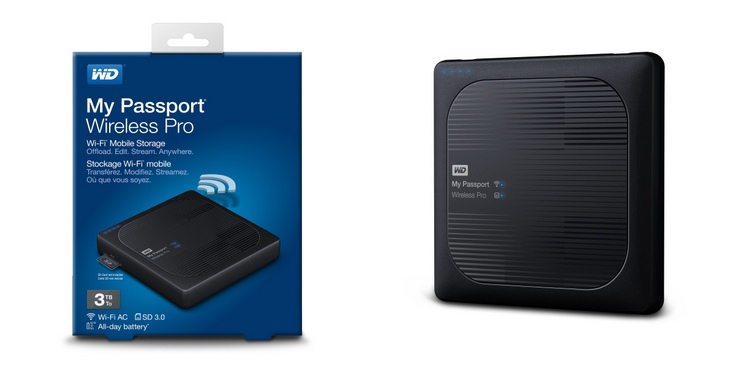 Внешний накопитель WD My Passport Wireless Pro располагает адаптером Wi-Fi