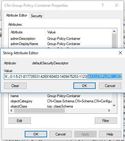 Редактирование defaultSecurityDescriptor