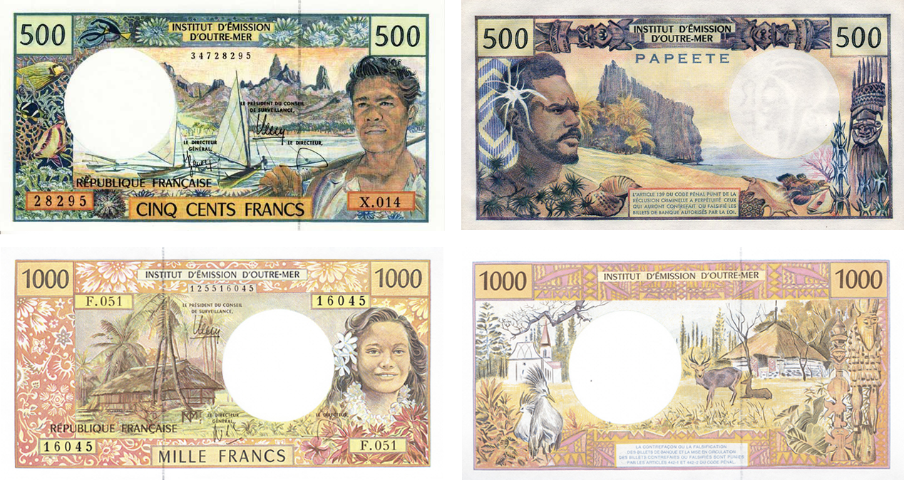 Денежные купюры стран. Французский Тихоокеанский Франк банкноты. Деньги стран. Купюры разных государств.